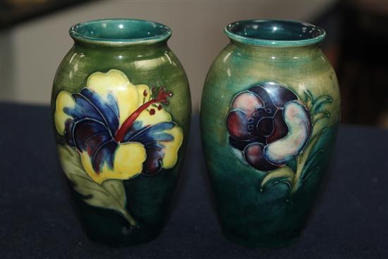 Two Moorcroft small ovoid vases, 1950s, 10.5cm